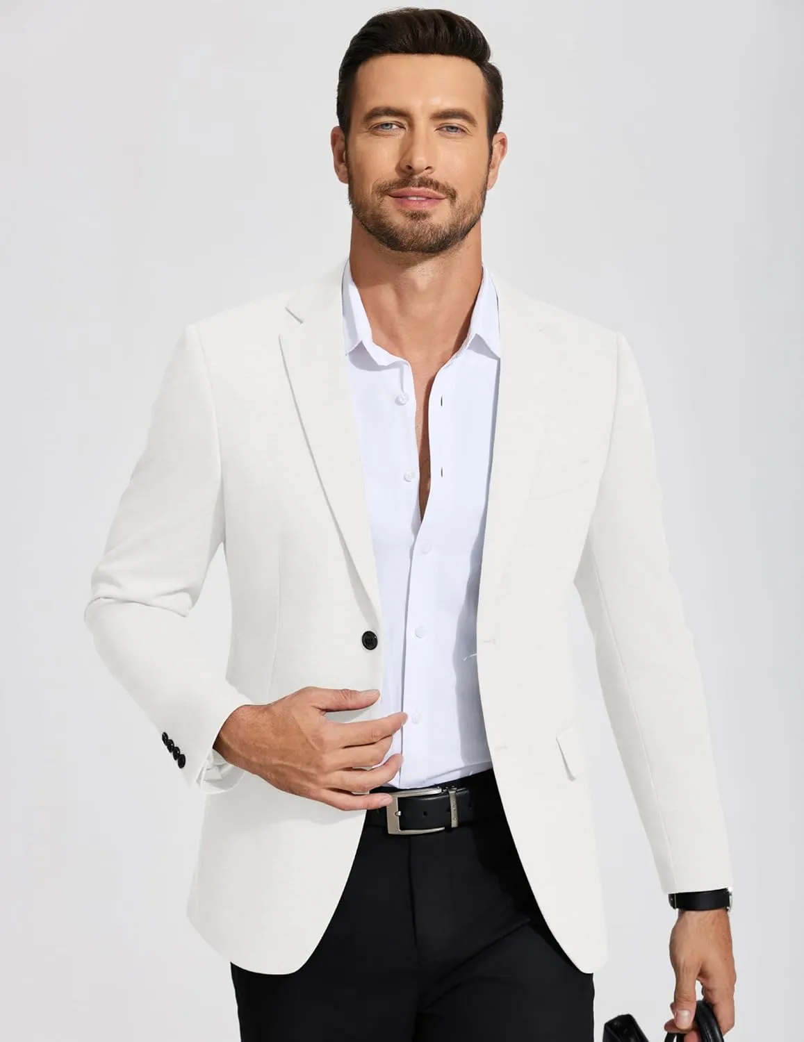 COOFANDY Mens Casual Blazer Knit Sport Coat Lightweight Two Button Suit Jacket