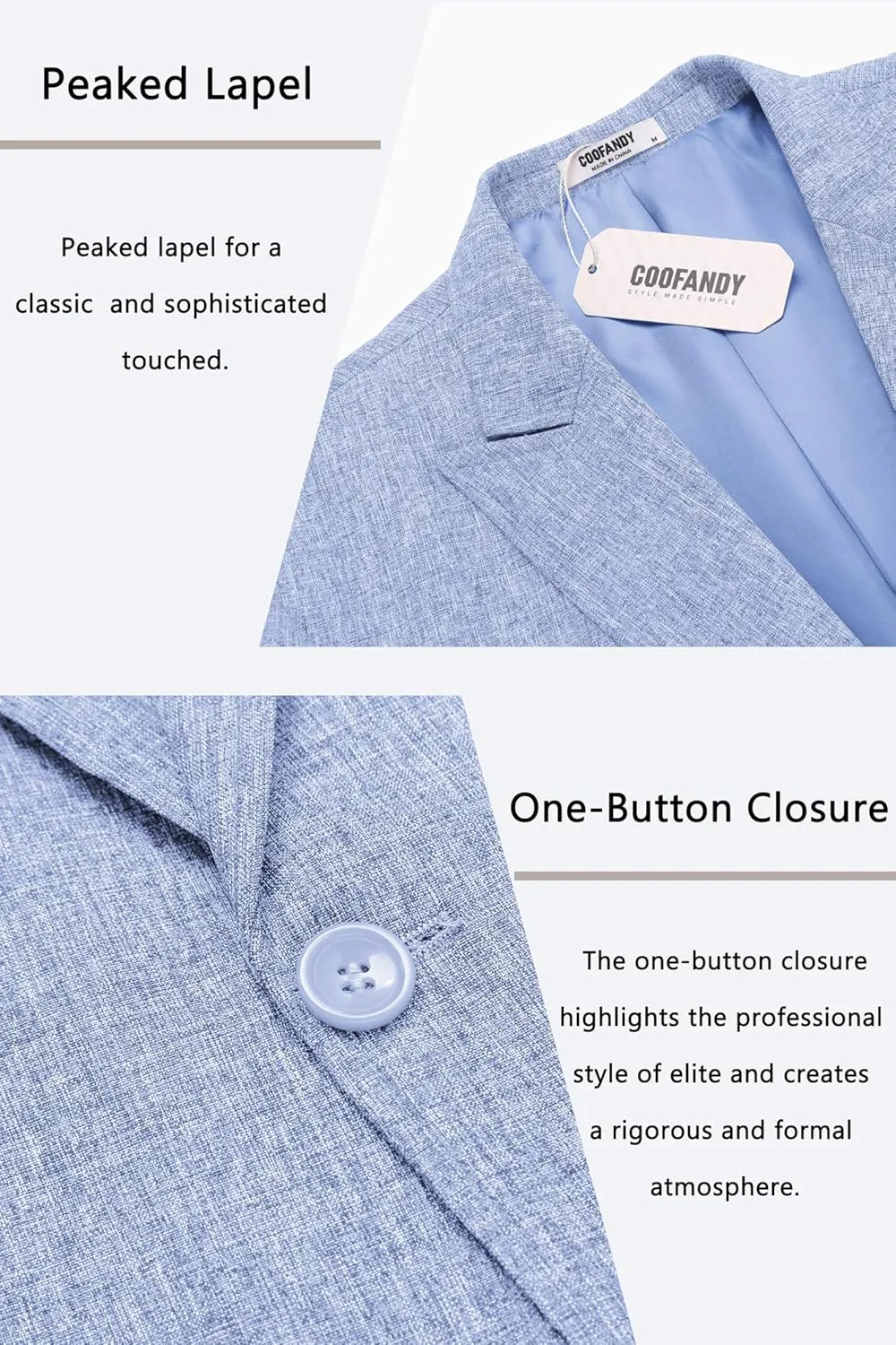 COOFANDY Men's Casual Blazer Suit Jackets Slim Fit One Button Sports Coat with Pockets