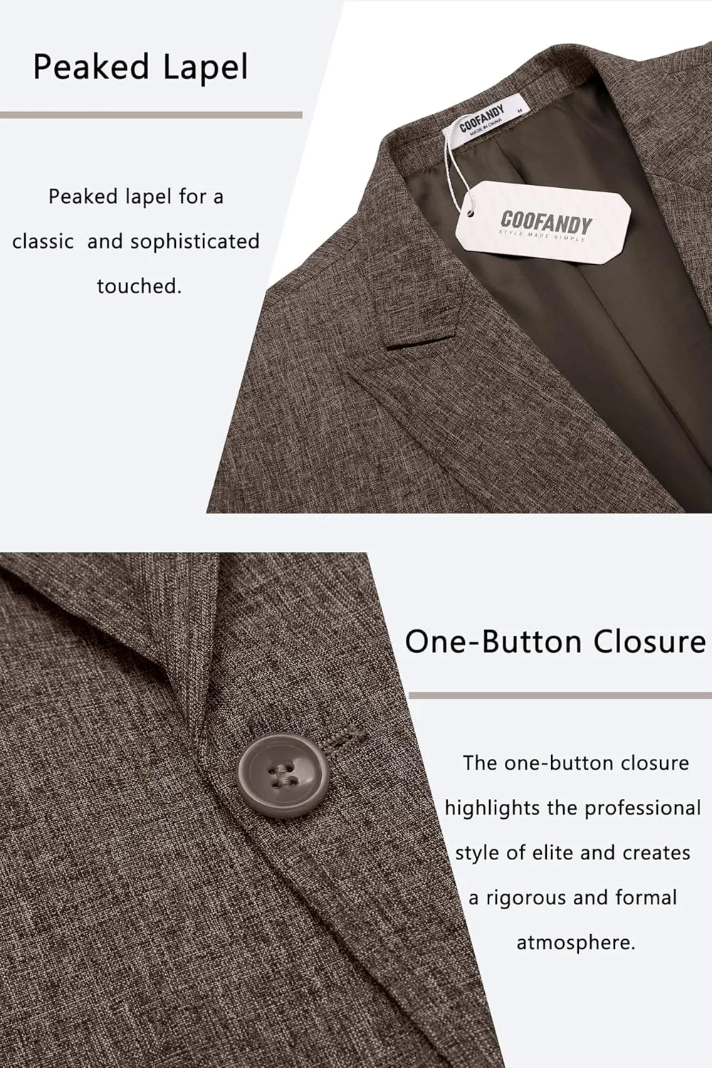 COOFANDY Men's Casual Blazer Suit Jackets Slim Fit One Button Sports Coat with Pockets