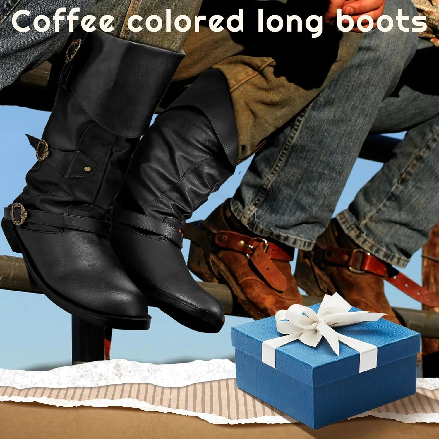 Cuffbow Pirate Costume Boots for Men Medieval Renaissance Steampunk Cosplay Boots Halloween Gothic Button Leather Shoes