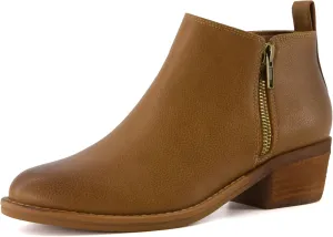CUSHIONAIRE Taco Women’s Ankle Bootie – Low Heel Ankle Boots for Women with Memory Foam Comfort, Side Zipper, and Wide Widths Available