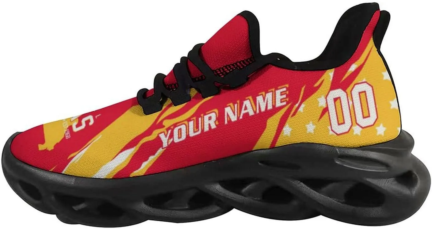 Custom Football Sneakers Personalized Breathable Fan Gift Add Name & Number Workout Athletic Gym Slip-on Shoes for Men Women