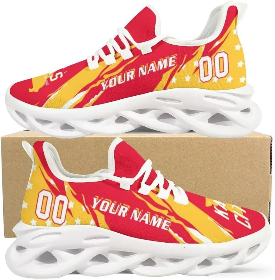 Custom Football Sneakers Personalized Breathable Fan Gift Add Name & Number Workout Athletic Gym Slip-on Shoes for Men Women