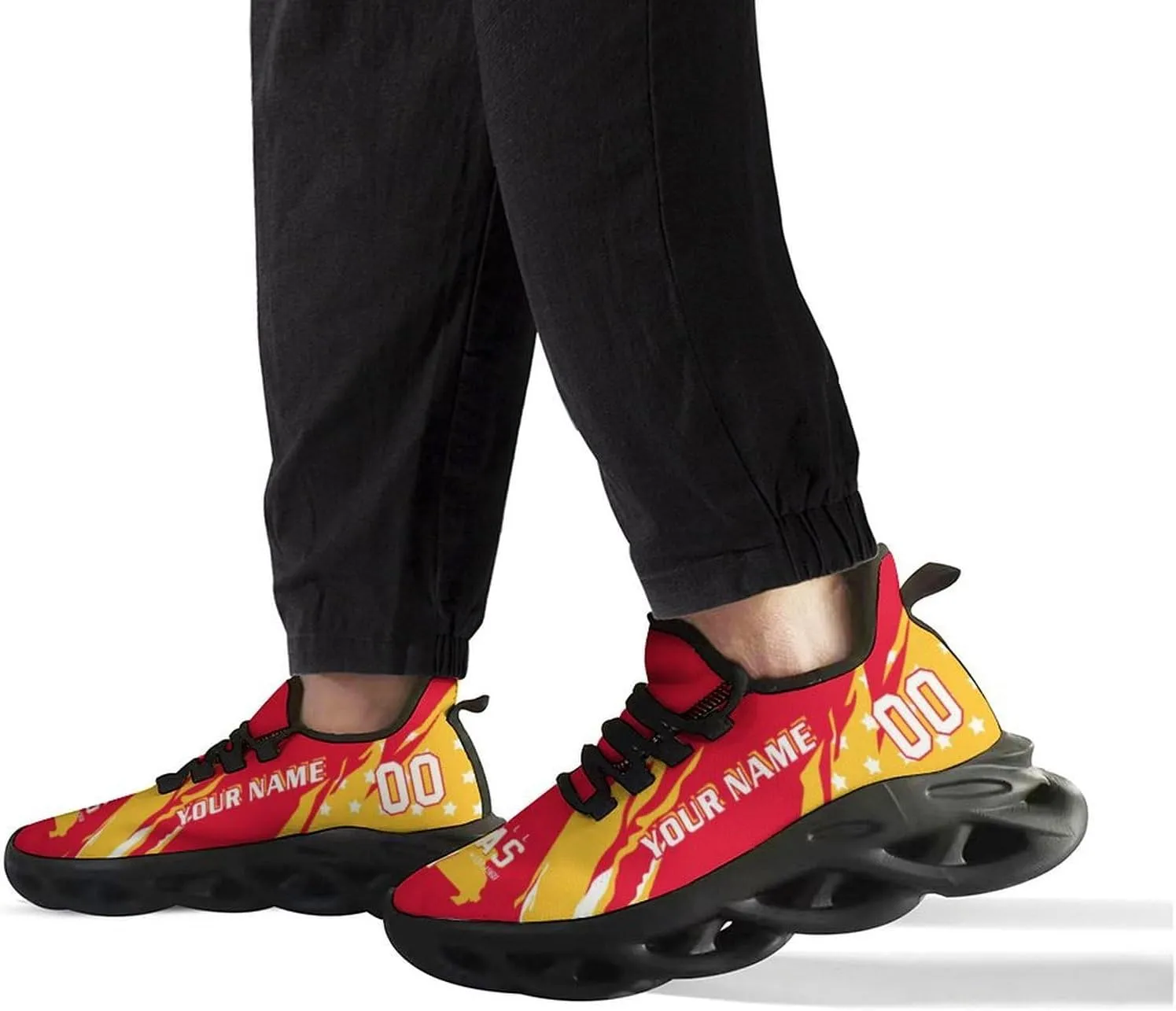 Custom Football Sneakers Personalized Breathable Fan Gift Add Name & Number Workout Athletic Gym Slip-on Shoes for Men Women
