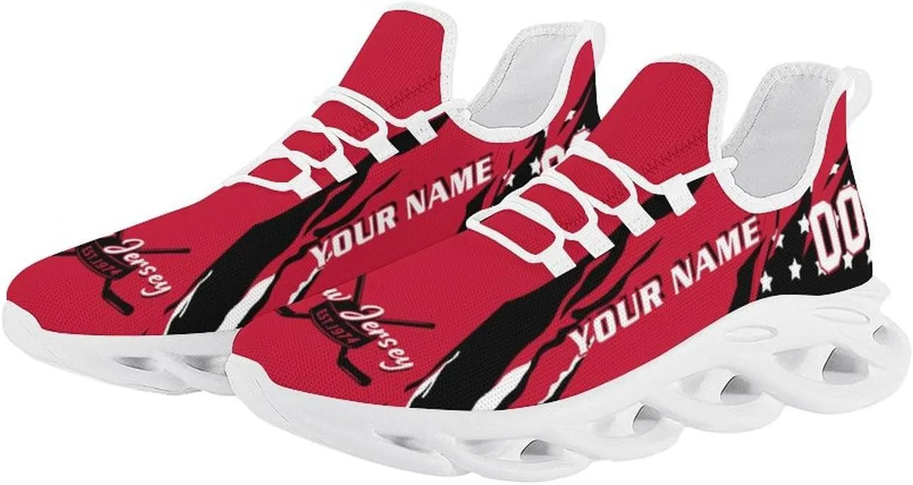 Custom Hockey Sneakers Personalized Breathable Fans Gifts Add Name & Number Workout Athletic Gym Slip-on Shoes for Men Women