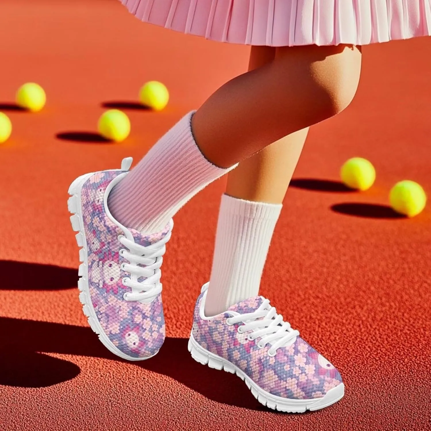 Cute Axolotl Girls Running Shoes Trendy Sneakers for Kids Athletic Shoes