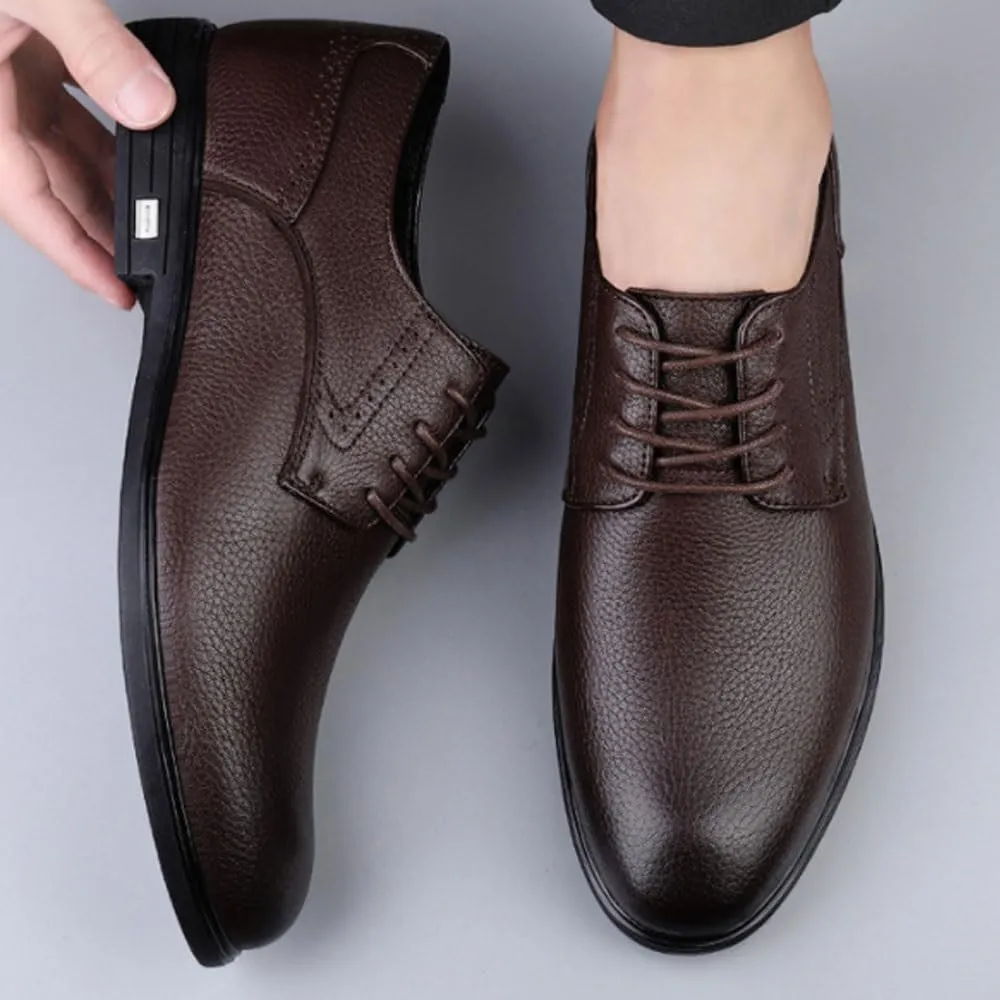 Daily Casual Lightweight Loafers Italy Classic Formal Business Dress Shoes Men's Luxury Solid Wingtip Lace Up Leather Shoes