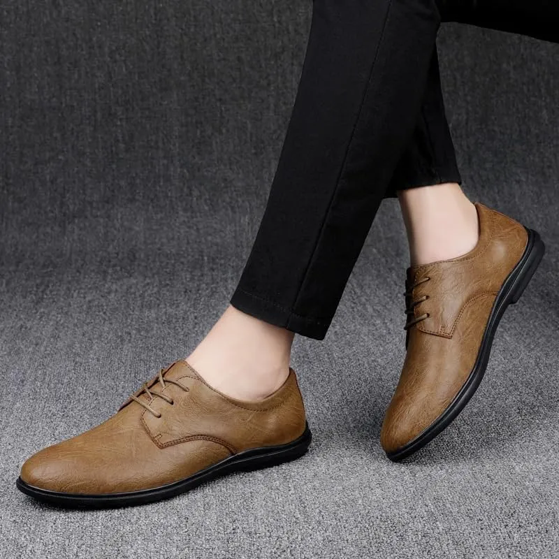 Daily Lightweight Lace Up Loafers Classic Anti-Slip Low Top Walking Shoes Men's Comfy Casual Driving Flats