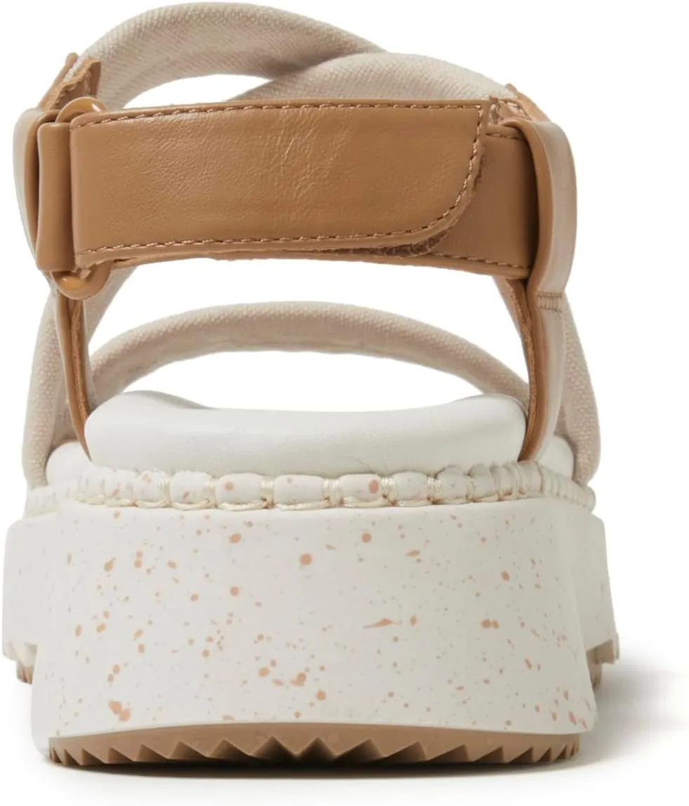 Dearfoams Women's Daylen Comfortable Adjustable Strap Platform Sandal