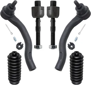 Detroit Axle - Front 6pc Tie Rods End Kit for 2008-2012 Honda Accord, 4 Outer & Inner Tie Rod Ends 2 Boots Suspension Kit 2009 2010 2011 Replacement