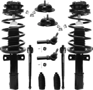 Detroit Axle - Front 8pc Struts Kit for 03-07 Saturn Ion [2.2L and 2.4L], 2 Struts & Coil Spring 4 Tie Rods 2 Boot & Bellows Replacement 2003 2004 2005 2006 2007 Suspension