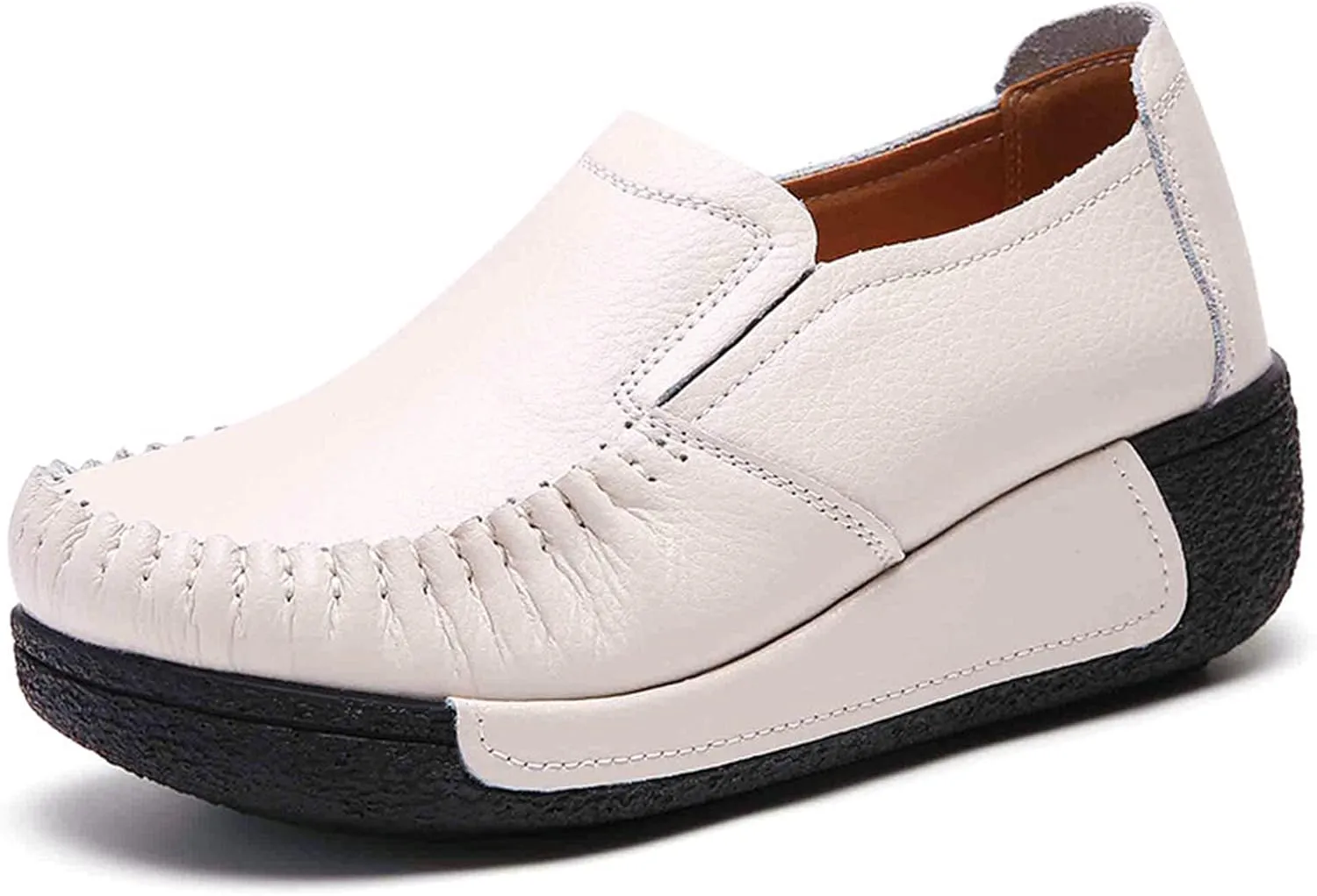 DevilAngel Women's Slip-On Platform Suede Rockers?Comfortable Moccasin Fringe Wedge Sneakers?Leather Platform Slip-On Sneakers.