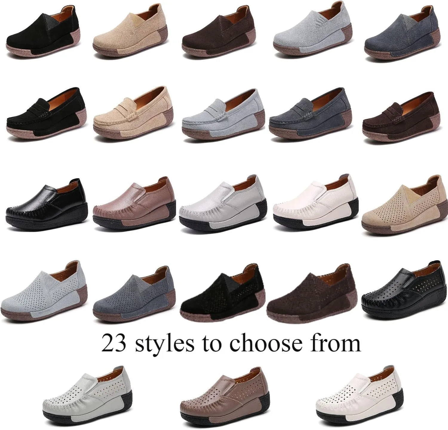 DevilAngel Women's Slip-On Platform Suede Rockers?Comfortable Moccasin Fringe Wedge Sneakers?Leather Platform Slip-On Sneakers.