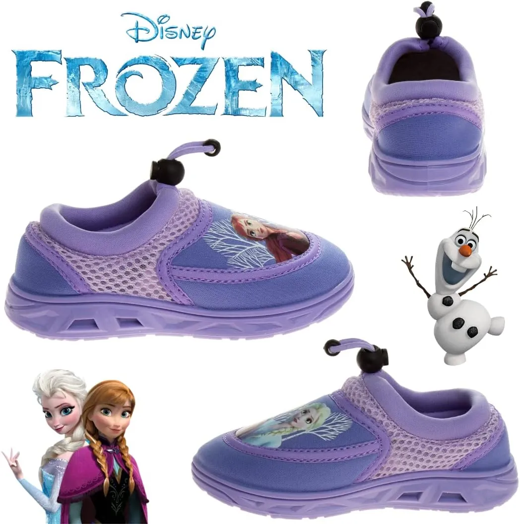 Disney Frozen Water Shoes for Girls- Pool Aqua Socks for Kids- Anna Elsa Sandals Princess Bungee Waterproof Beach Slides Sport Character Summer Slip-on Quick Dry (Toddler/Little Kid)