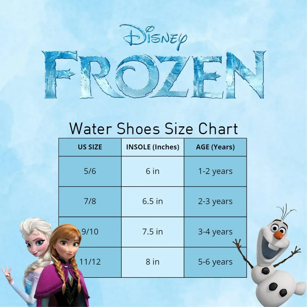 Disney Frozen Water Shoes for Girls- Pool Aqua Socks for Kids- Anna Elsa Sandals Princess Bungee Waterproof Beach Slides Sport Character Summer Slip-on Quick Dry (Toddler/Little Kid)
