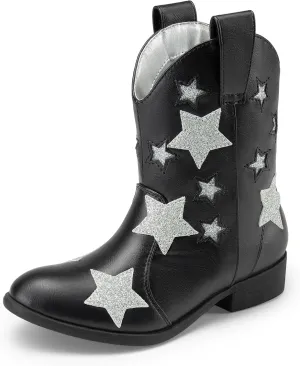 DREAM PAIRS Girls Cowgirl Boots Cowboy Western Mid Calf Star Boots for Kids
