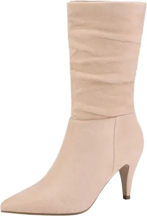 DREAM PAIRS Women's High Heel Mid Calf Boots Slouchy Pointed Toe Fall Boots