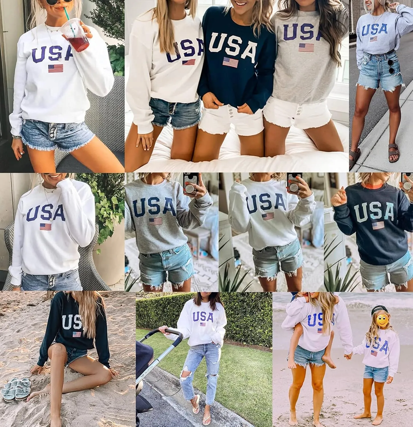 Dressmine Womens Casual Long Sleeve Graphic Tee Shirts Crew Neck Sweatshirts Pullover Tops for Women