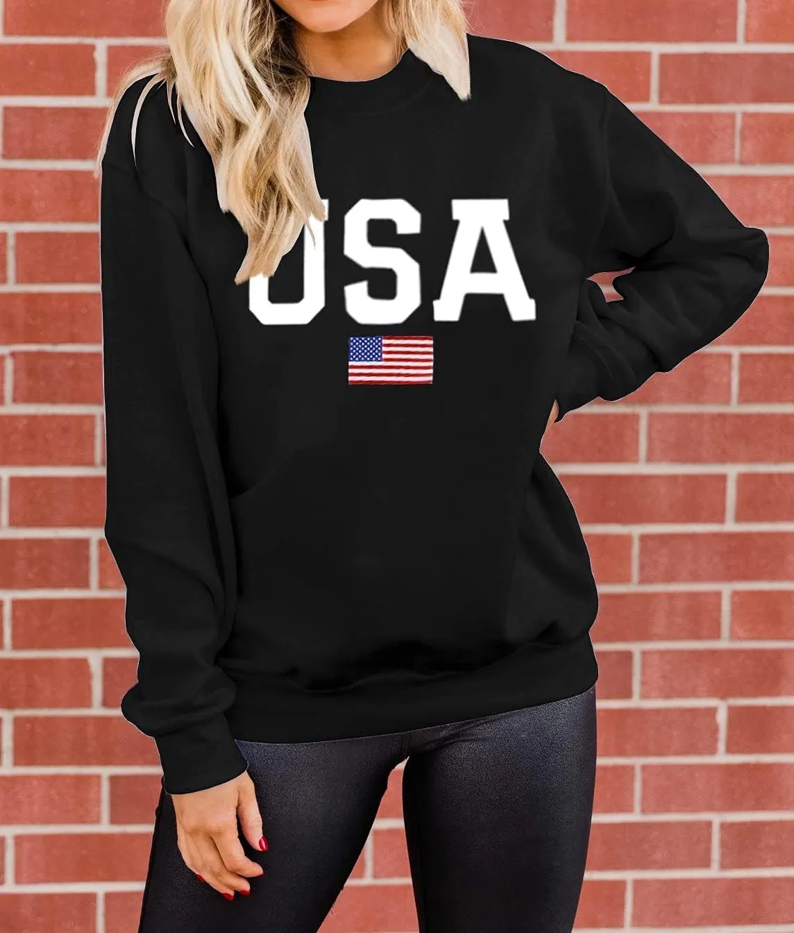 Dressmine Womens Casual Long Sleeve Graphic Tee Shirts Crew Neck Sweatshirts Pullover Tops for Women
