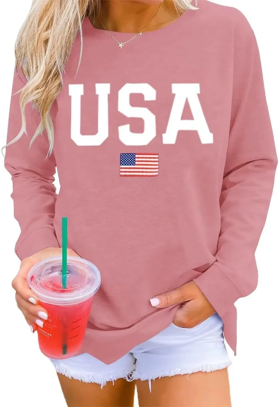 Dressmine Womens Casual Long Sleeve Graphic Tee Shirts Crew Neck Sweatshirts Pullover Tops for Women
