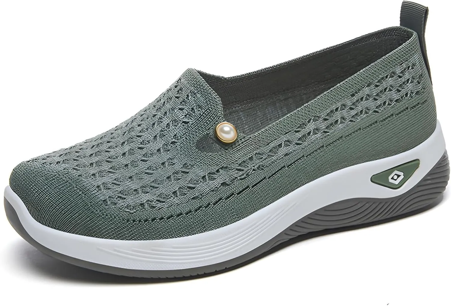Ellniges]Breathable Women's Slip-on Shoes, Lightweight Spring Sneakers, Stylish Casual Flats for Daily Wear, Perfect for Moms and Active Lifestyle Green