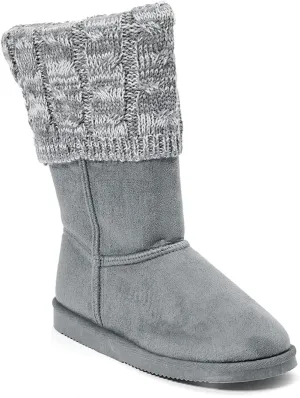 FabKids Girls Winter Mid Calf Snow Boots Warm Faux Fur Lined Non-Slip Shoes for Toddler Little Kid Big Kid