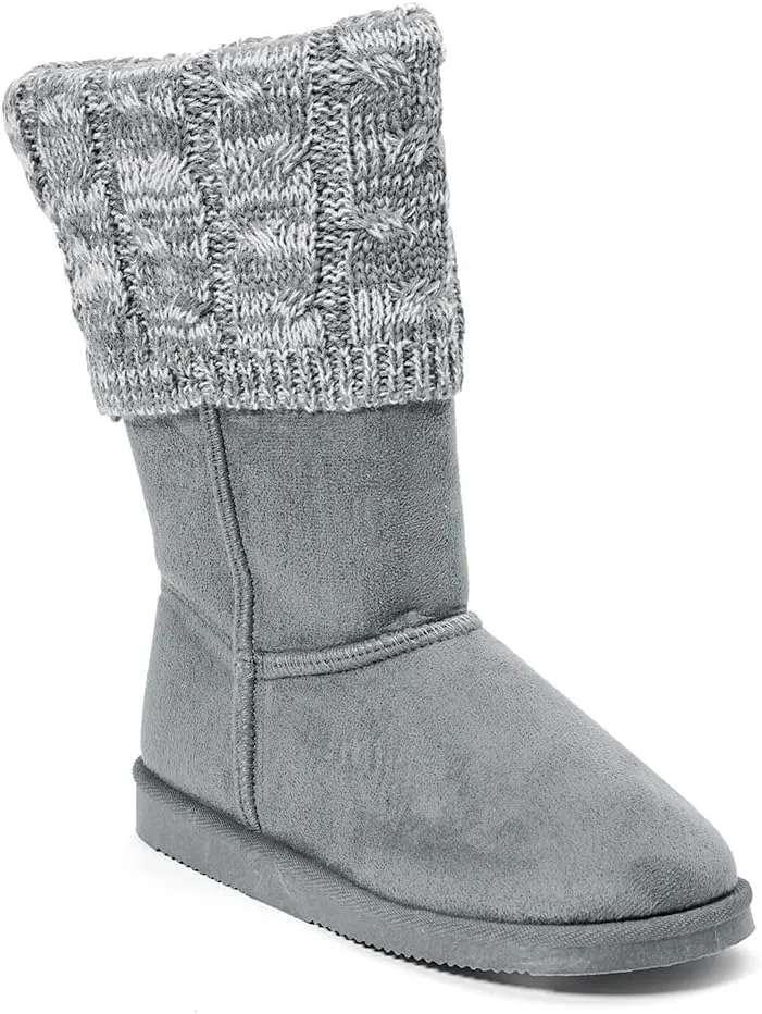 FabKids Girls Winter Mid Calf Snow Boots Warm Faux Fur Lined Non-Slip Shoes for Toddler Little Kid Big Kid