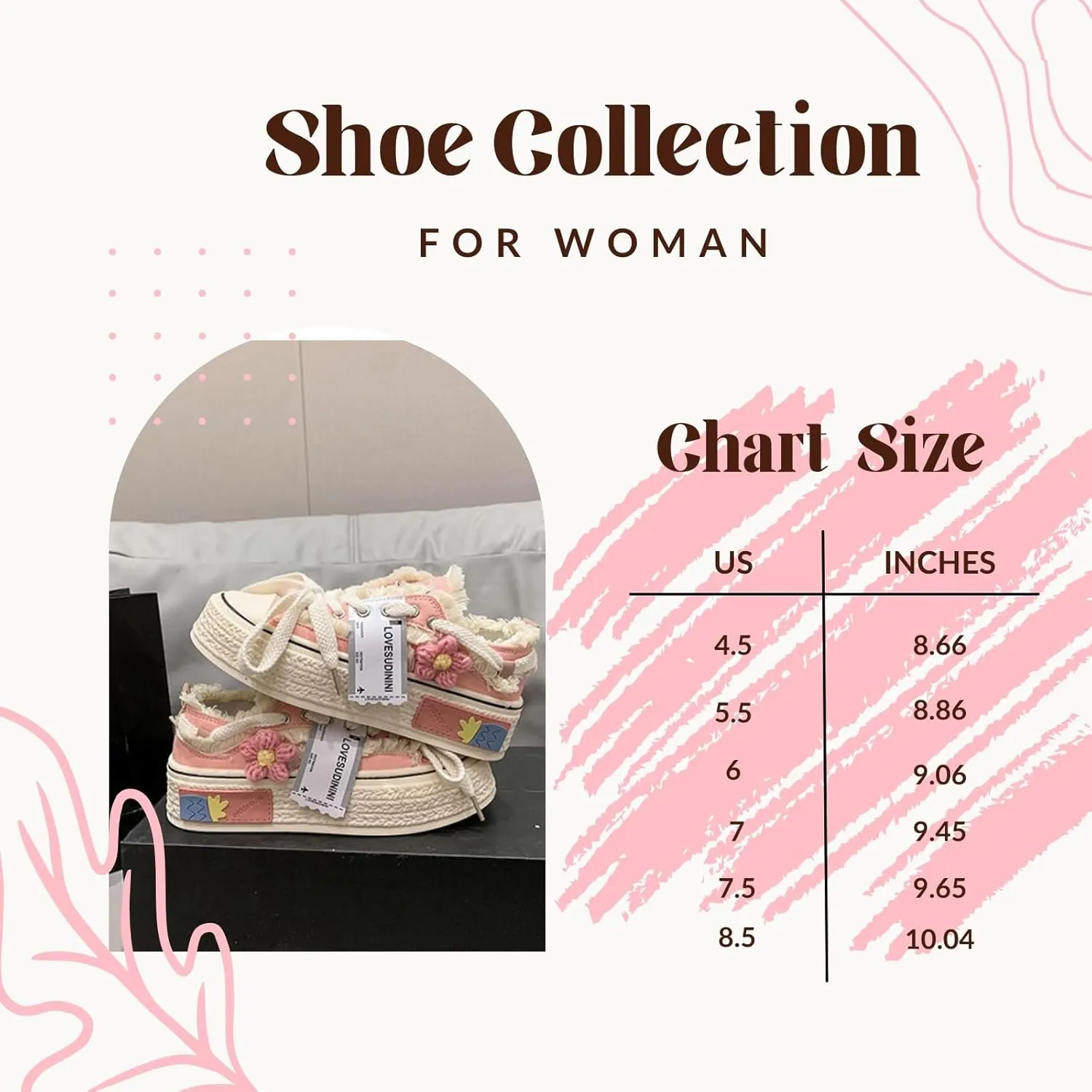 Floral Canvas Platform Shoes - Chunky Sneakers for Women, Aesthetic Platform Shoes, Kawaii Sneakers, Y2k Aesthetics
