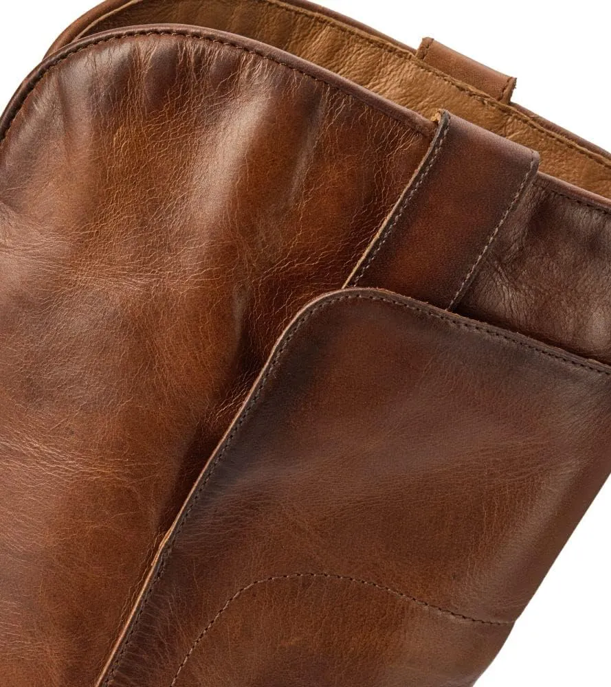 Frye Paige Tall Riding Boots for Women Made from Antiqued Italian Leather with Overlapping Front Panels, Stacked Leather Heel, and Leather Outsole – 16” Shaft Height