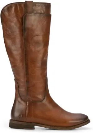 Frye Paige Tall Riding Boots for Women Made from Antiqued Italian Leather with Overlapping Front Panels, Stacked Leather Heel, and Leather Outsole – 16” Shaft Height