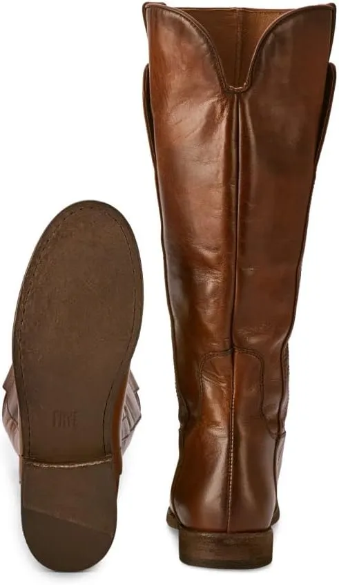 Frye Paige Tall Riding Boots for Women Made from Antiqued Italian Leather with Overlapping Front Panels, Stacked Leather Heel, and Leather Outsole – 16” Shaft Height