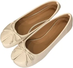 Geerta Tabi Shoes Women Slip on Bow Decorated Ballet Flat - Low Top Split Toe Orthopedic Sandals Cute Casual Comfortable Walking Lightweight Loafers Female Solid All-Match for Daily Wear Beach Travel