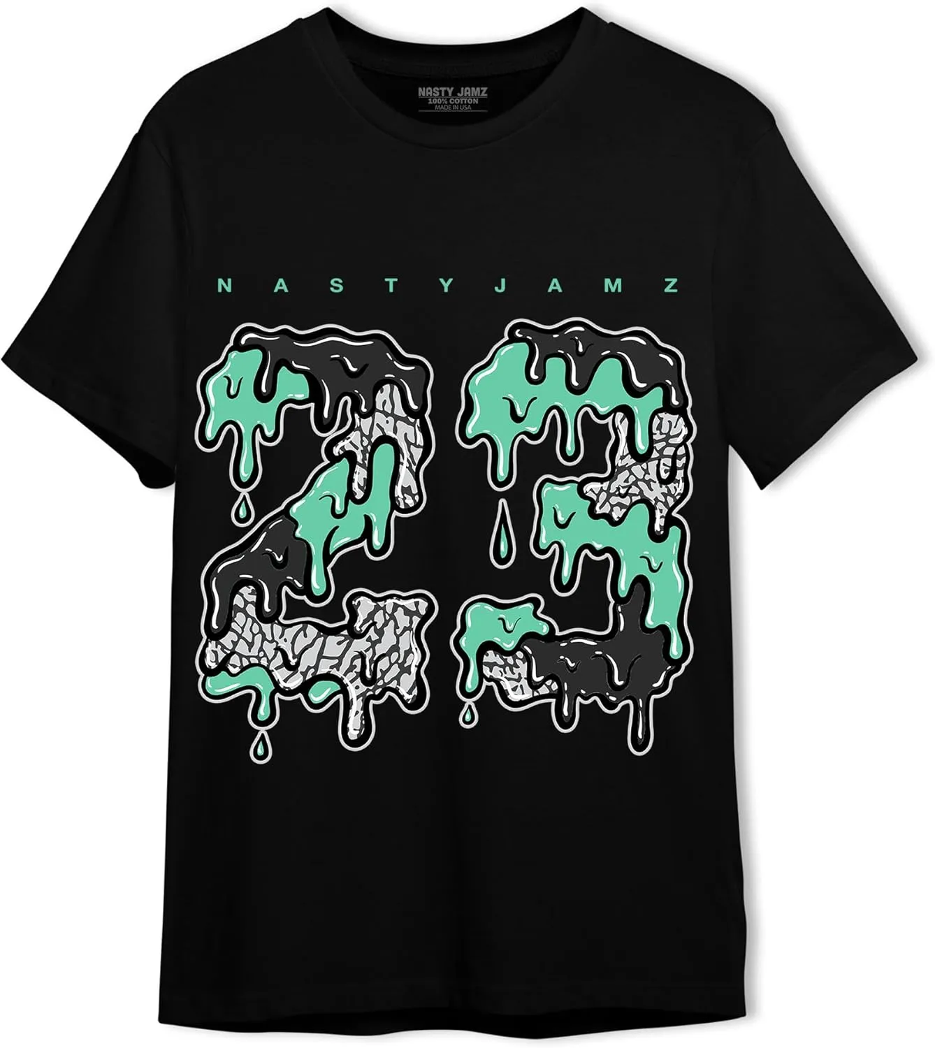 Generic 23 Drippin Unisex Shirt Matching AJ 3s Green Glow, Urban Clothing, Black, White