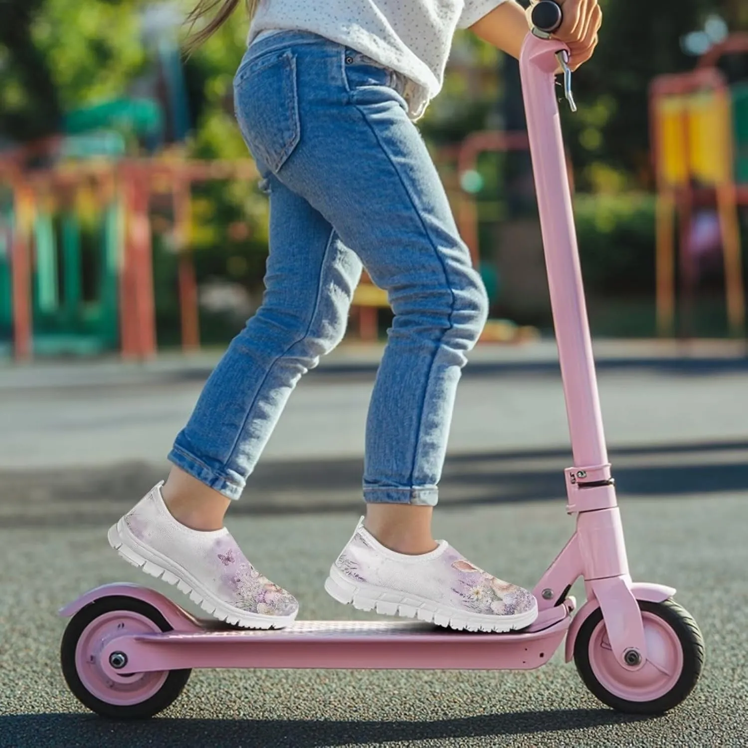 Girls Tennis Shoes Little Kids Slip On Sneakers Trendy Pattern Shoes
