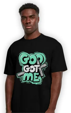 God Got Me Unisex Shirt Matching AJ 3s Green Glow, Urban Clothing, Black, White