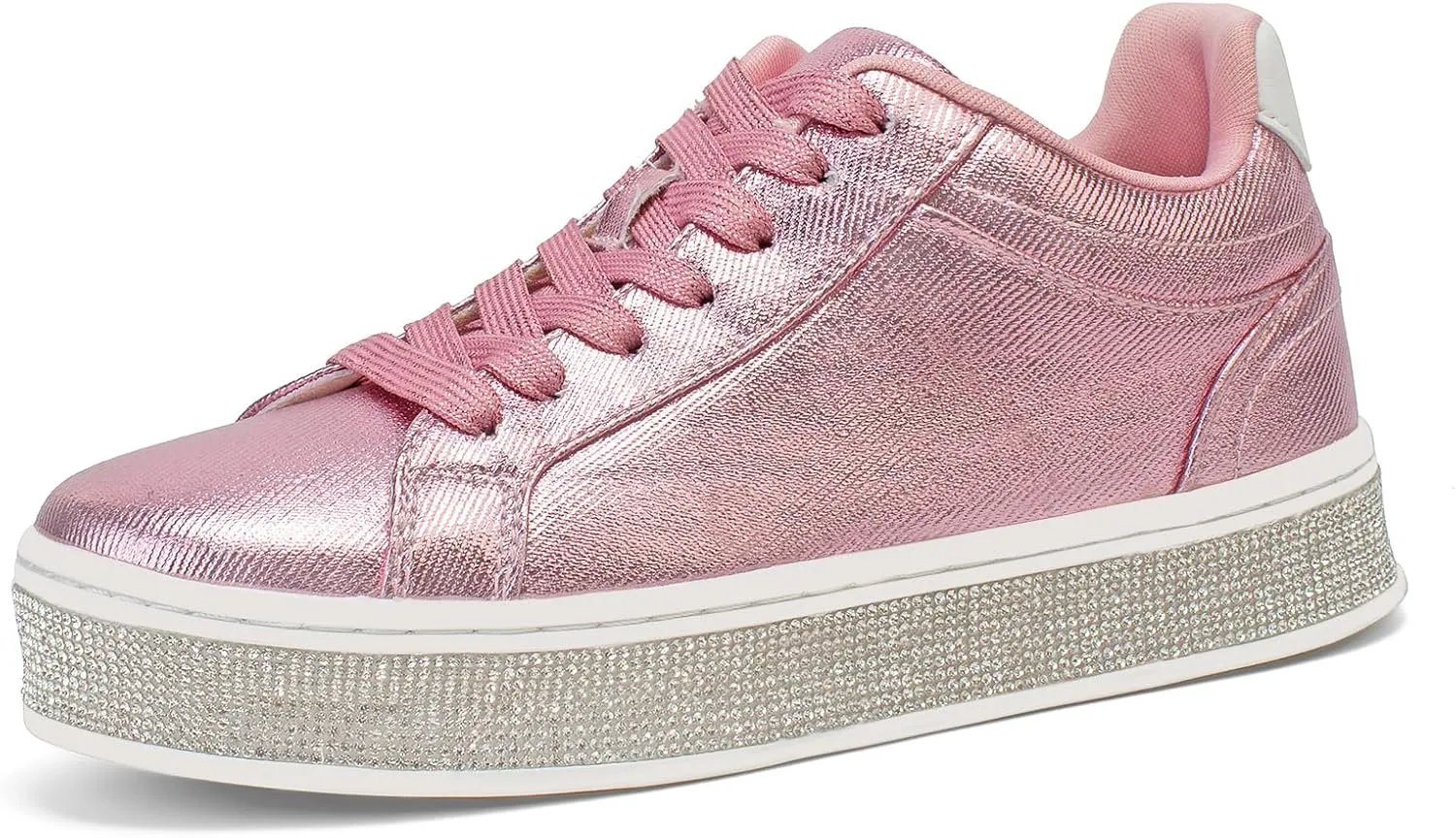 GOSERCE Women's Fashion Sneakers with Sparkly Glitter Rhinestone Sneakers Platform Tennis Shoes Trendy Cute Comfortable Casual Dressy Wedding Bridal Walking Concert Fall