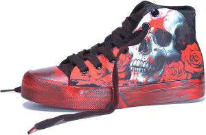 Gothic Skull Shoes for Women Fashion Sneakers Men's Hand-Painted Graffiti Shoes Punk Cosplay Hip Hop Teen Boys Girls Student Casual Walking Streetwear