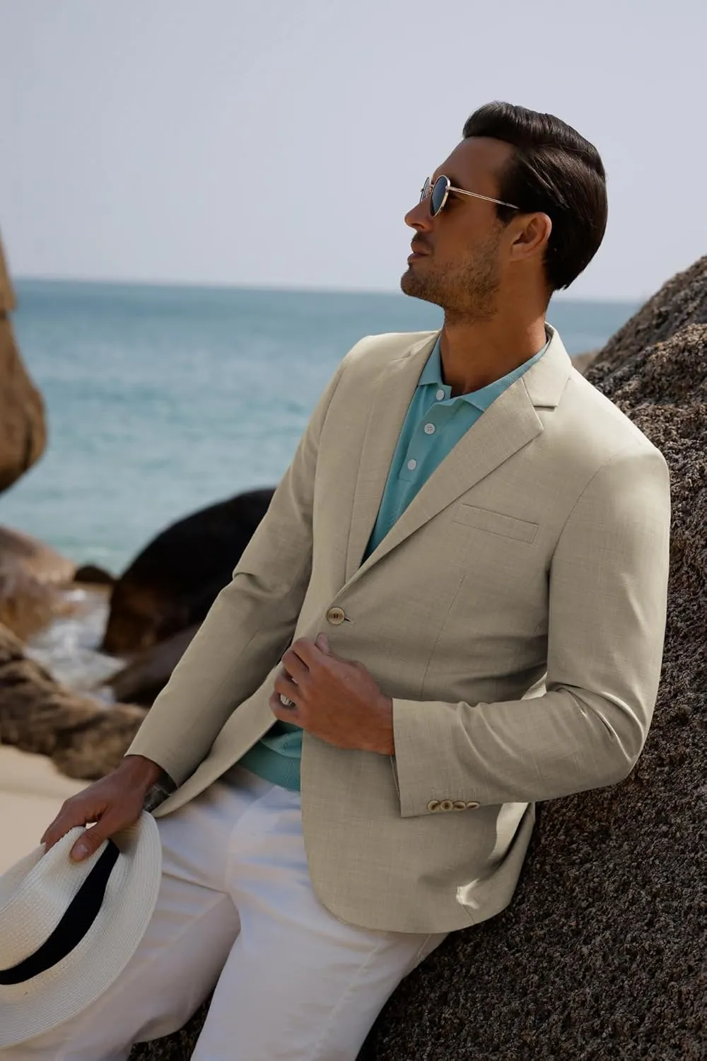 GRACE KARIN Men's Casual Blazer Suit Jackets 2 Button Lightweight Sport Coats