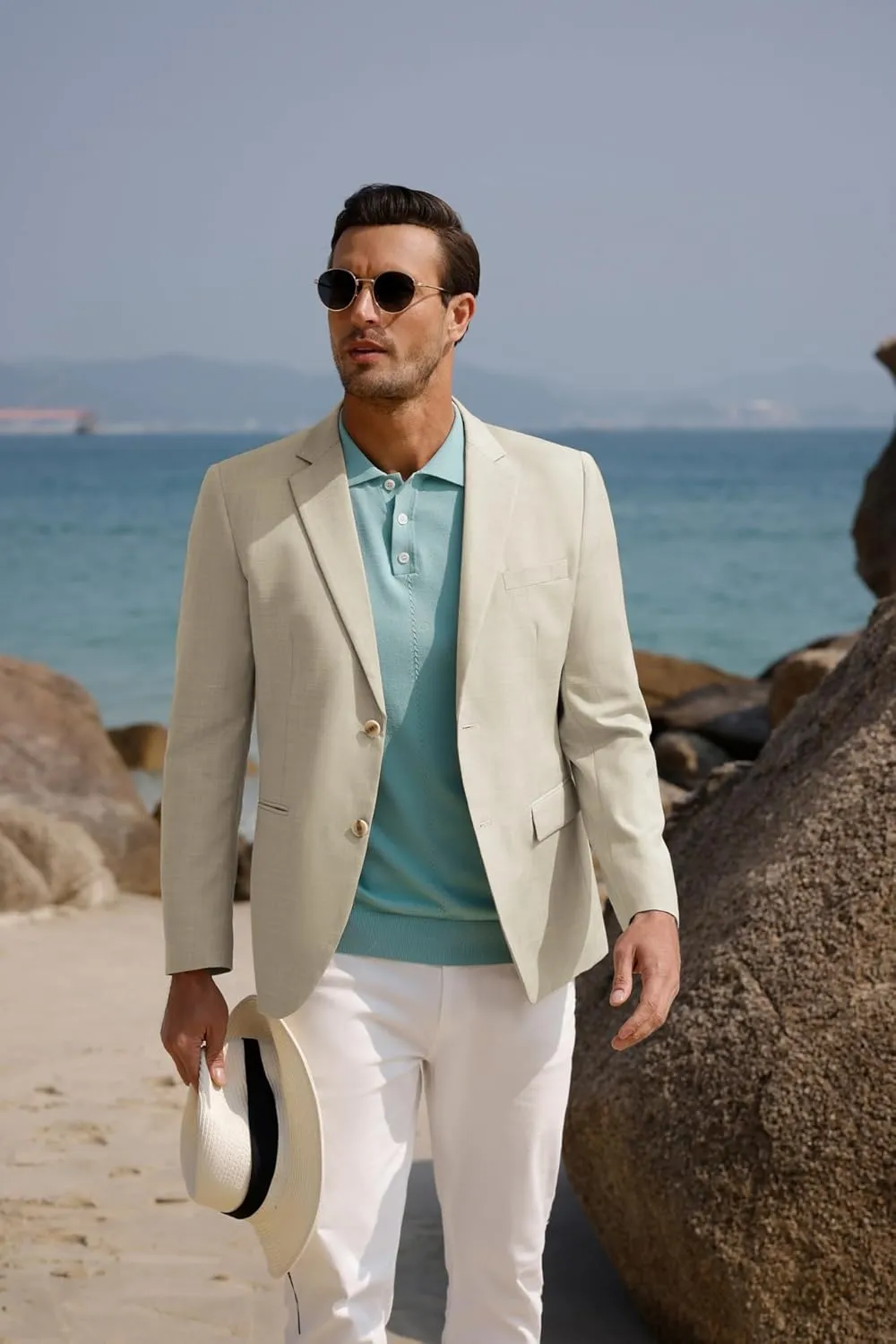 GRACE KARIN Men's Casual Blazer Suit Jackets 2 Button Lightweight Sport Coats