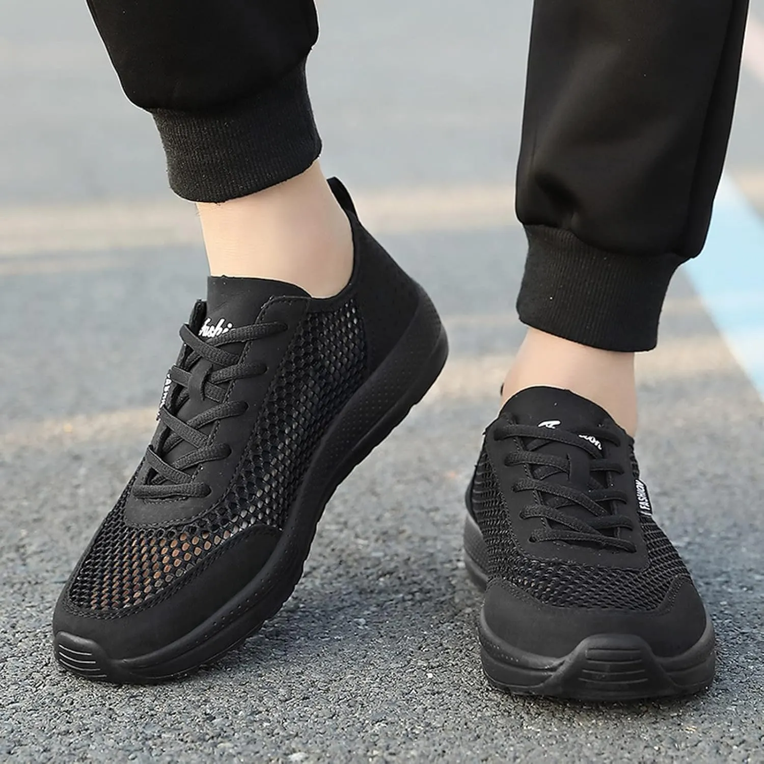 Hbeylia Mens Running Shoes Fashion Lace Up Breathable Walking Sneakers Shock Resistant Quick Dry Lightweight Athletic Tennis Cross-Training Shoes Casual Sport Gym Walking Shoes
