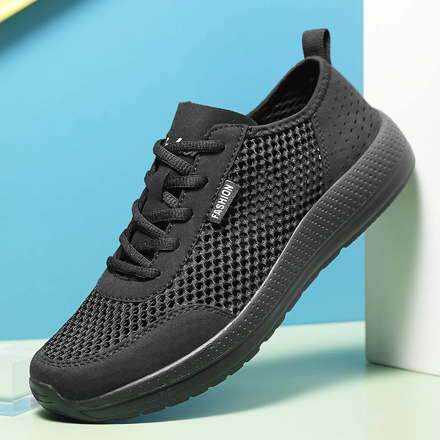Hbeylia Mens Running Shoes Fashion Lace Up Breathable Walking Sneakers Shock Resistant Quick Dry Lightweight Athletic Tennis Cross-Training Shoes Casual Sport Gym Walking Shoes