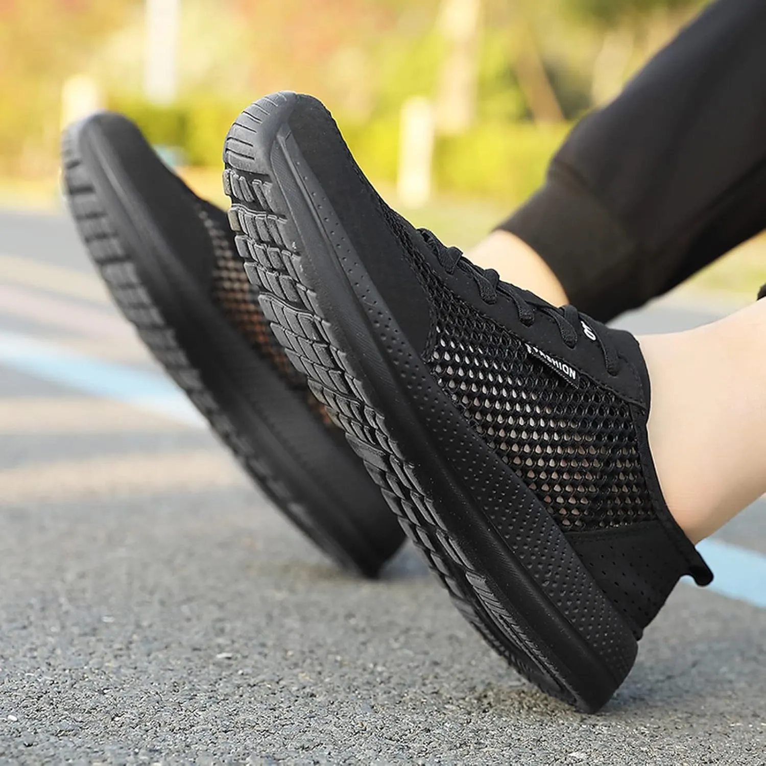 Hbeylia Mens Running Shoes Fashion Lace Up Breathable Walking Sneakers Shock Resistant Quick Dry Lightweight Athletic Tennis Cross-Training Shoes Casual Sport Gym Walking Shoes