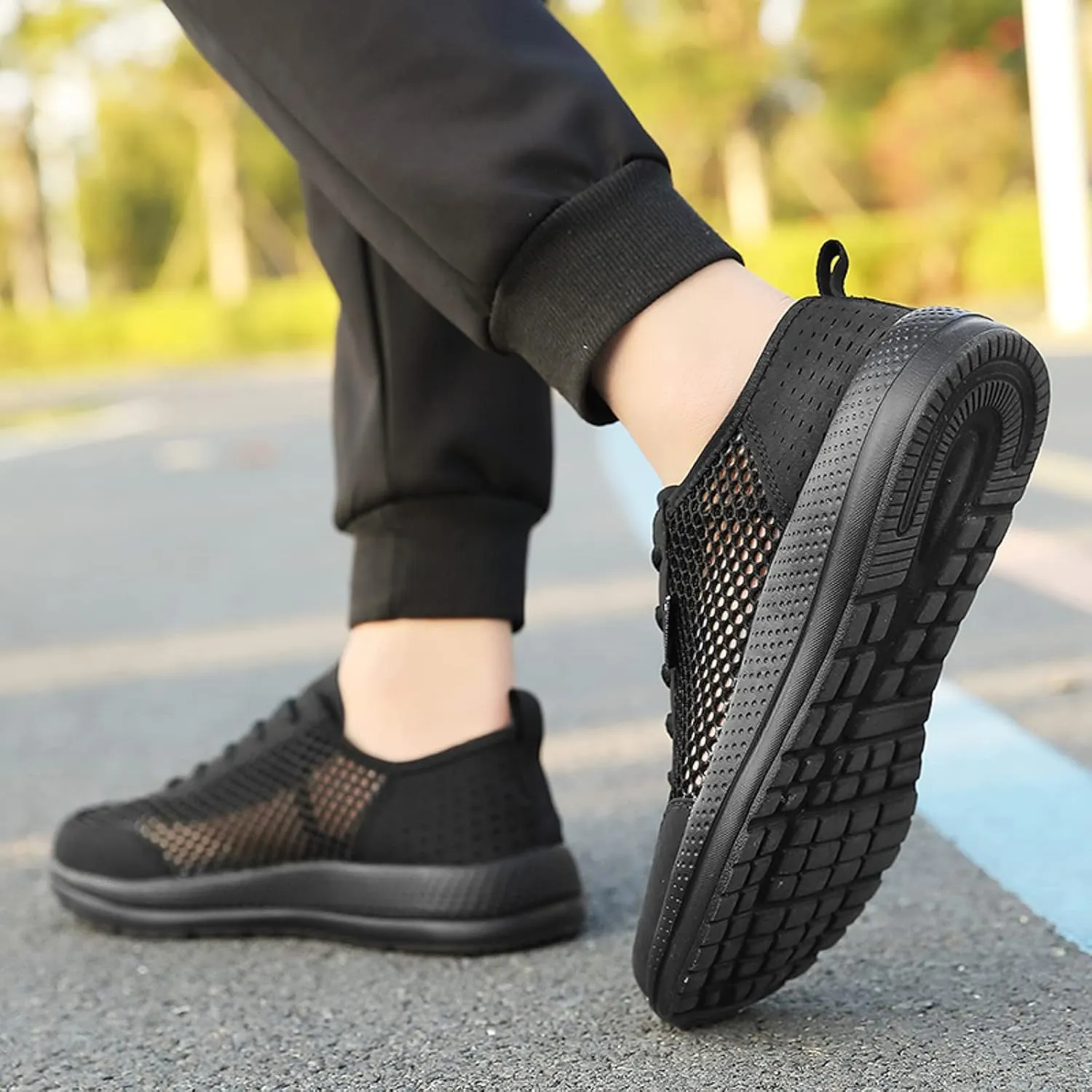 Hbeylia Mens Running Shoes Fashion Lace Up Breathable Walking Sneakers Shock Resistant Quick Dry Lightweight Athletic Tennis Cross-Training Shoes Casual Sport Gym Walking Shoes