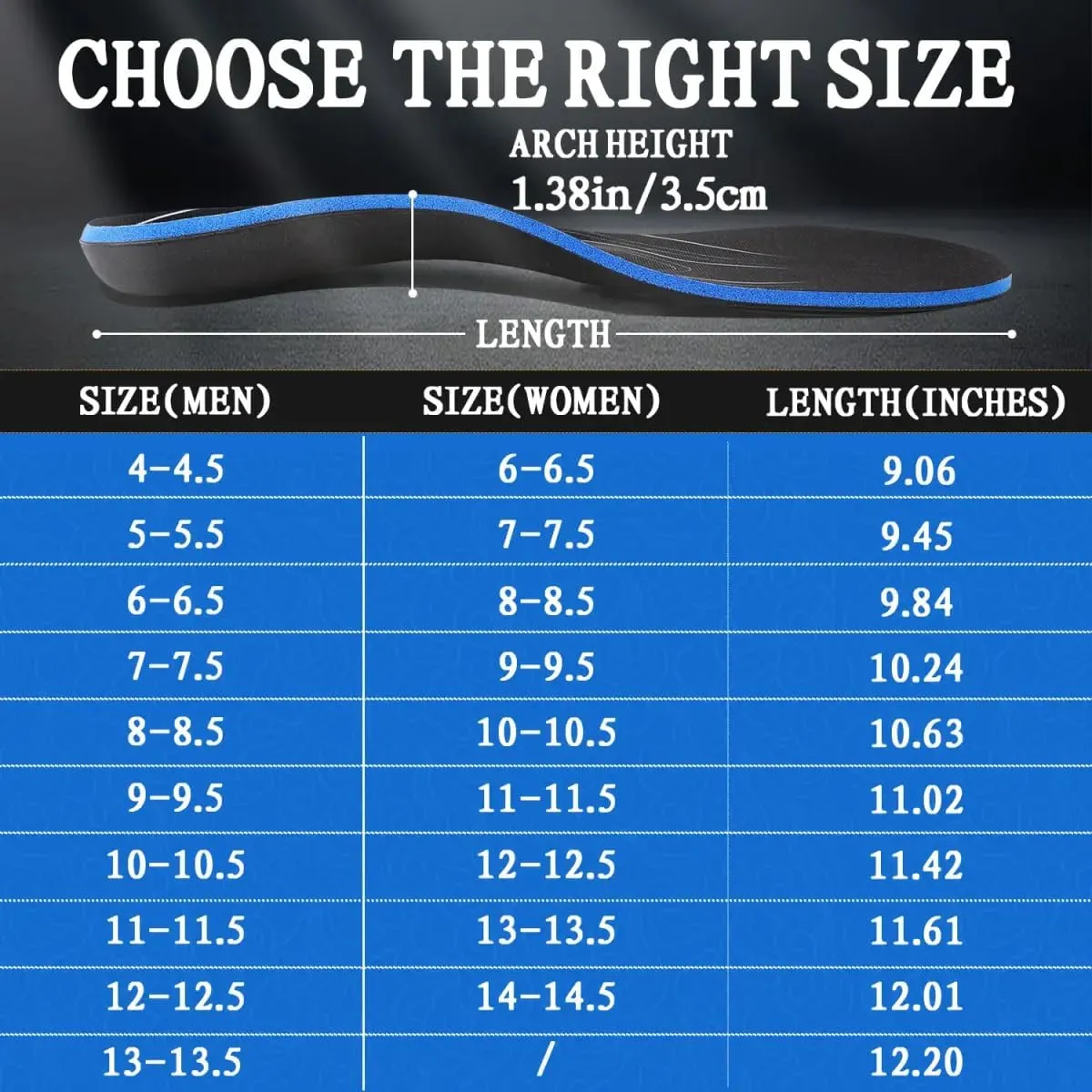 Heavy Duty Orthotic Insoles for Plantar Fasciitis, Flat Foot, Fallen Arches | Shoe Inserts for Feet Pain and Fatigue Relief | 3.5cm High Arch Support | Arcure (Men's US 10-10.5 | Women's US 12-12.5)