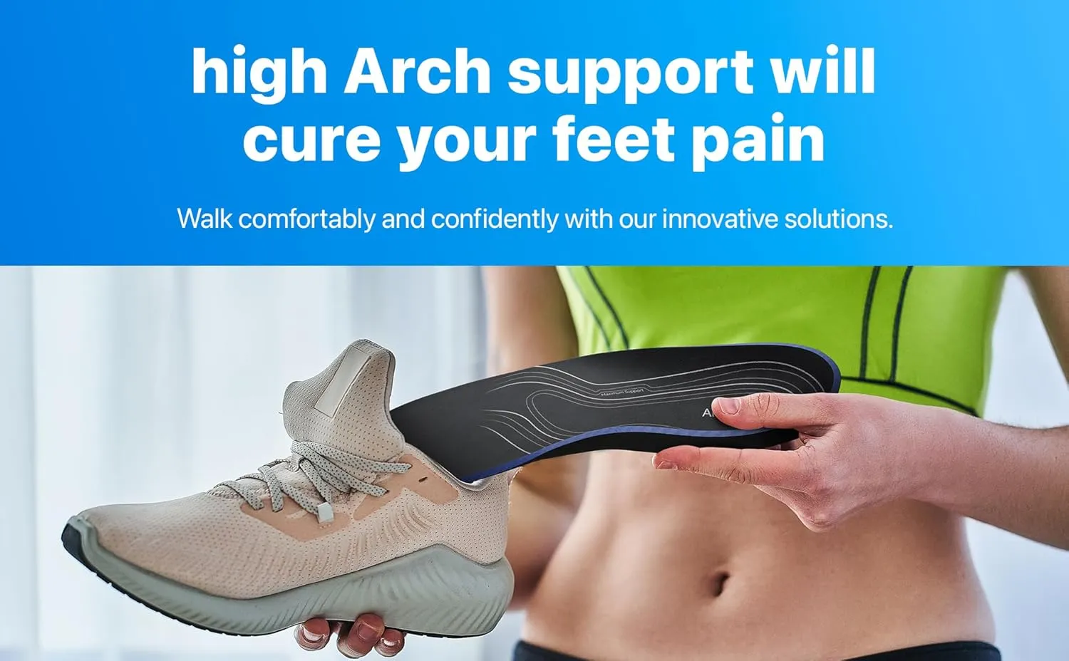 Heavy Duty Orthotic Insoles for Plantar Fasciitis, Flat Foot, Fallen Arches | Shoe Inserts for Feet Pain and Fatigue Relief | 3.5cm High Arch Support | Arcure (Men's US 10-10.5 | Women's US 12-12.5)
