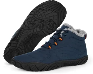 Hike Barefoot Boots Womens Mens Waterproof Fur Lined Winter Barefoot Shoes Minimalist Snow Boots Wide Toe Box Ankle Booties