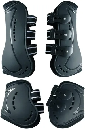 Horse Boots Open Front Jumping Tendon Sport Boots, Hind Fetlock Boots, Secure Leg Protection, Classic Breathable Equine Supplies, Set of 4