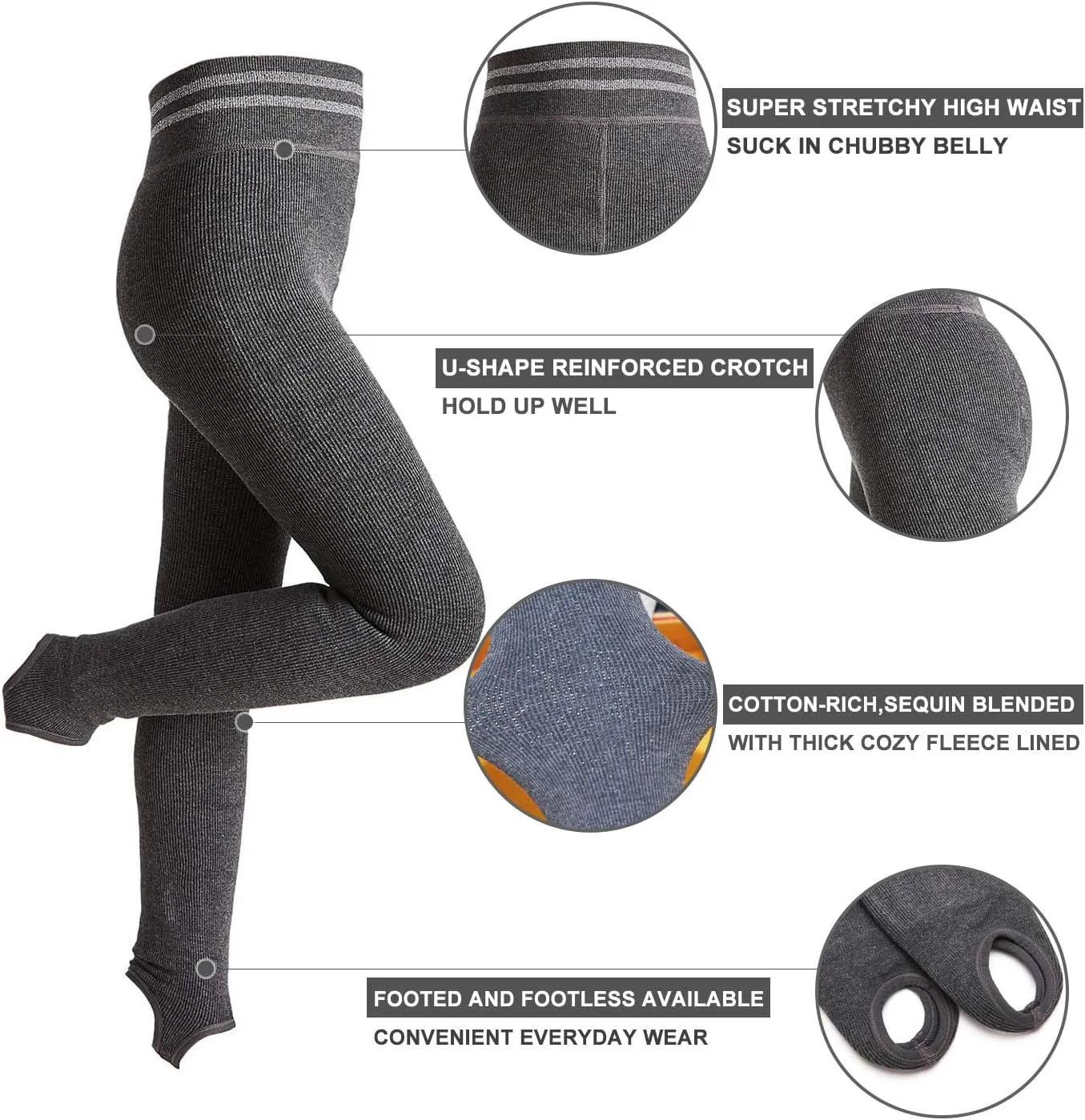 HowJoJo Girls Winter High Waist Fleece Lined Jeans Style Tights Seamless Skinny Denim Warm Leggings