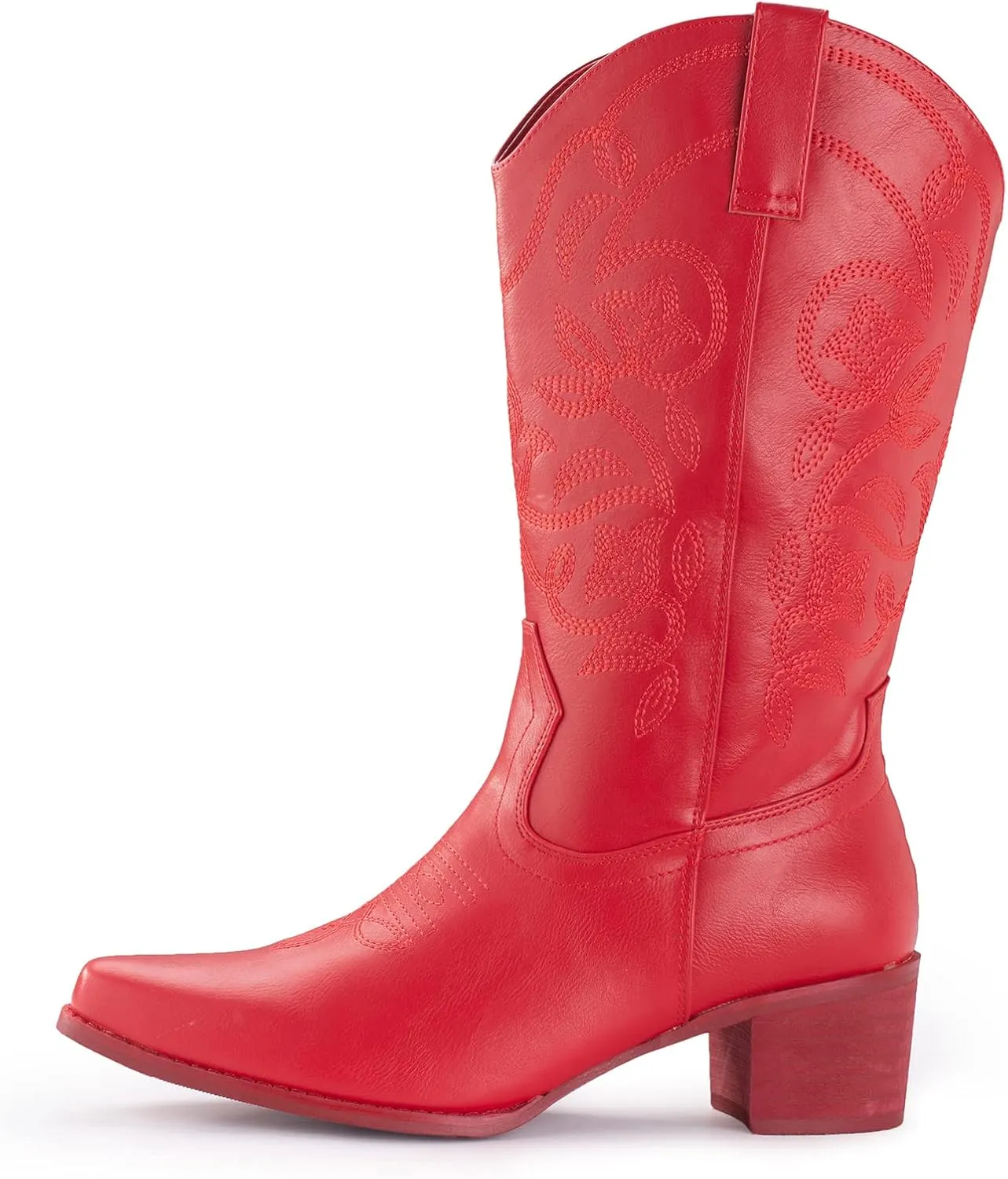 IUV Cowboy Boots For Women Pointy Toe Women's Western Boots Cowgirl Boots Mid Calf Boots