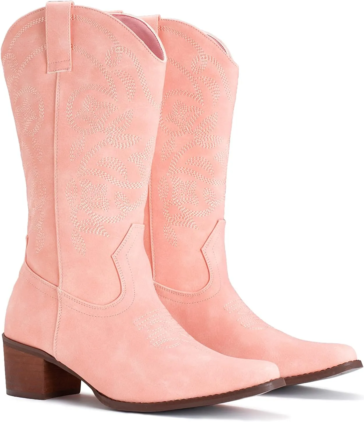 IUV Cowboy Boots For Women Pointy Toe Women's Western Boots Cowgirl Boots Mid Calf Boots